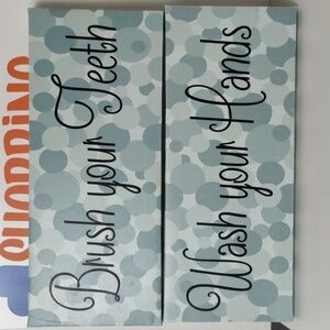 Modern Gray and White 'Wash Your Hands' Canvas Art